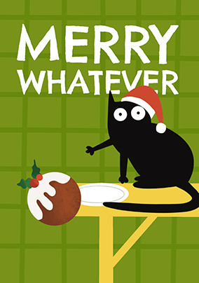 Merry Whatever Cat Christmas Card