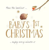 Tap to view Baby's 1st Christmas Watercolour Hedgehog Card