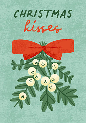 Christmas Kisses Mistletoe Card