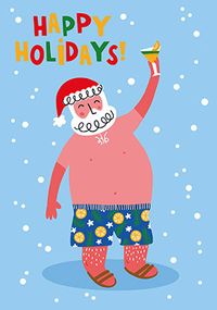 Tap to view Sunburnt Santa Happy Holidays Christmas Card