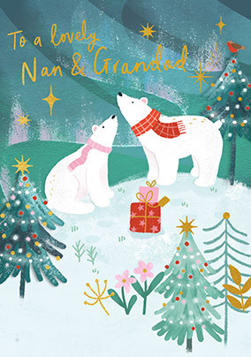 Lovely Nan & Grandad Polar Bear Christmas Card