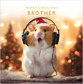 Brother Hamster Square Christmas Card