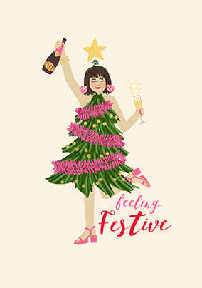 Feeling Festive Christmas Tree Dress Card