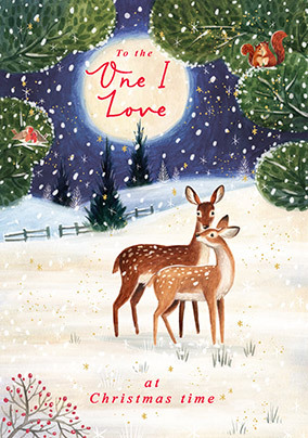 One I Love At Christmastime Deer In The Snow Card