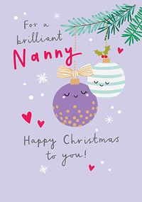 Tap to view Happy Christmas Brilliant Nanny Baubles Card