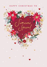 Tap to view Someone Special Floral Heart Christmas Card