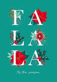 Tap to view Fa La La Poinsettia Flower Typographic Christmas Card