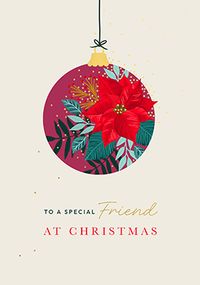Tap to view Poinsettia Bauble Special Friend at Christmas Card