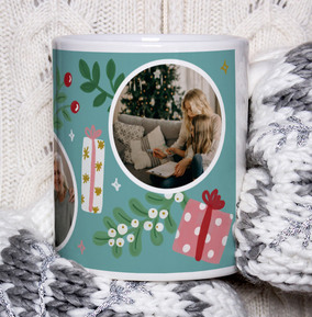 Baubles 3 Photo Christmas Mug