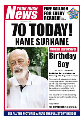 Irish News - His 70th Birthday