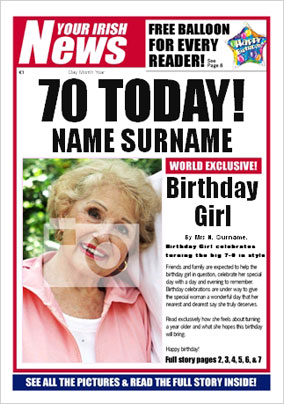 Irish News - Her 70th Birthday
