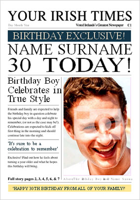 Irish Times - 30th Male