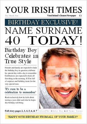 Irish Times - 40th Male