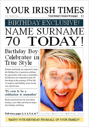Irish Times - 70th Male
