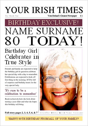 Irish Times - 80th Female