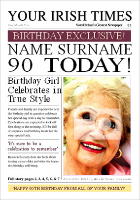 Irish Times - 90th Female