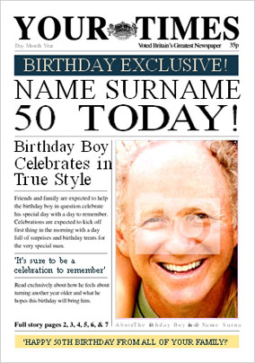 Spoof Newspaper - Your Times His 50th