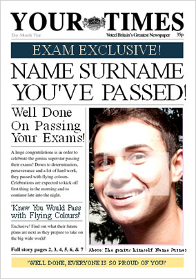Spoof Newspaper - Your Times Passed Exams