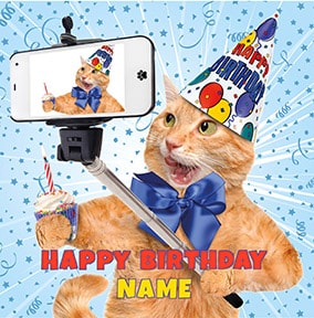 Cat Selfie Birthday Card