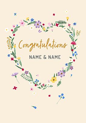 Photo of Floral Heart Wedding Congratulations Card