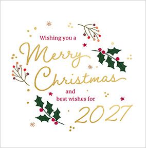 Photo of Merry Christmas & Happy 2027 Square Card