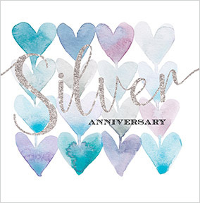 Silver Anniversary Hearts Card