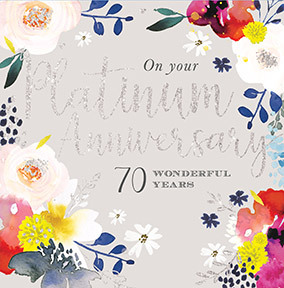 Platinum Anniversary Floral Card