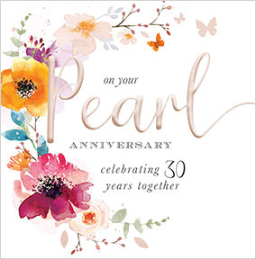 Pearl Anniversary Floral Card