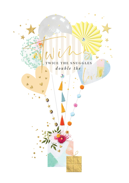 Twins Twice The Snuggles New Baby Card