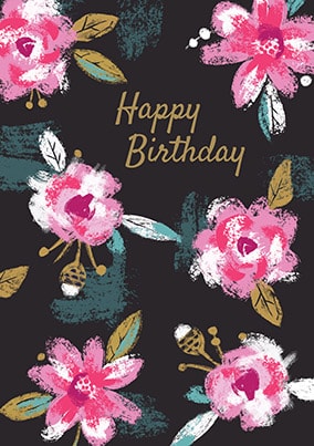 Happy Birthday Pink Floral Card