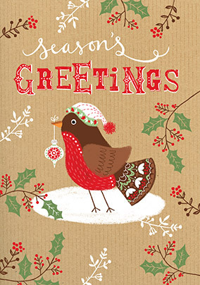 Contemporary Quirky Robin Christmas Card