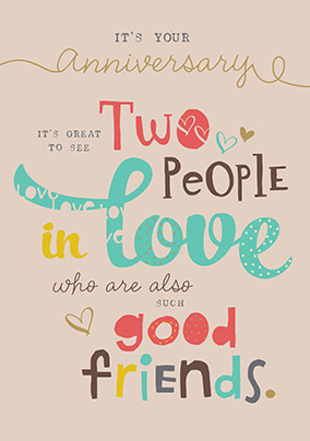 Two People in Love Anniversary Card - Good Friends