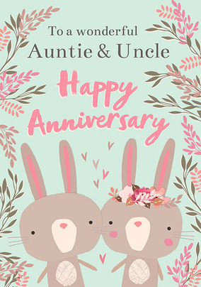 Wonderful Auntie & Uncle Bunny Anniversary Card