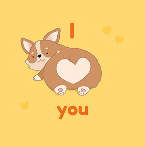 Corgi Heart Butt Anniversary Card