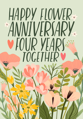 4 Years Flower Anniversary Card