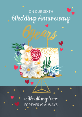 6th Wedding Anniversary Cake Card