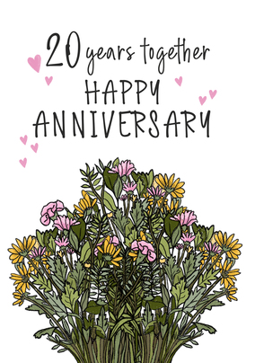 20th Anniversary Floral Card