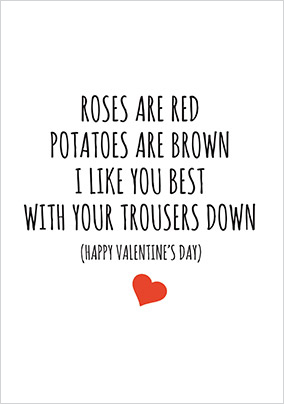 Trousers Down Valentine's Card