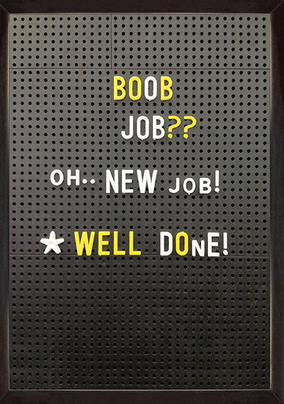 Boob Job New Job Funny Card