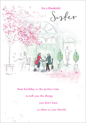 For a Wonderful Sister Café Birthday Card