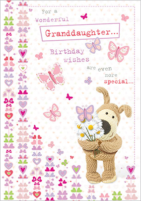 Dog and Butterflies Granddaughter Birthday Card
