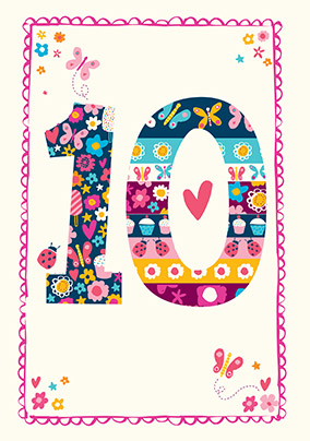 Colourful Big 10 Birthday Card