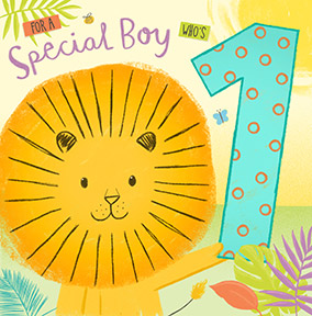 1st Birthday Card Special Boy - Lion