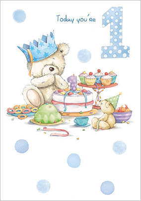 Today you're 1 Teddy Bear Birthday Card