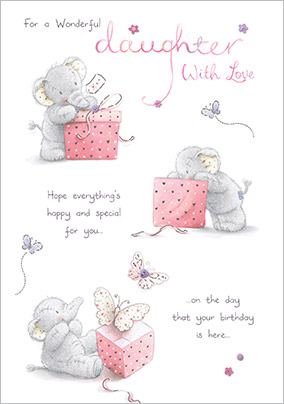 Wonderful Daughter Elephant Birthday Card