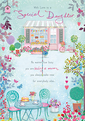 Quaint Café Daughter Birthday Card