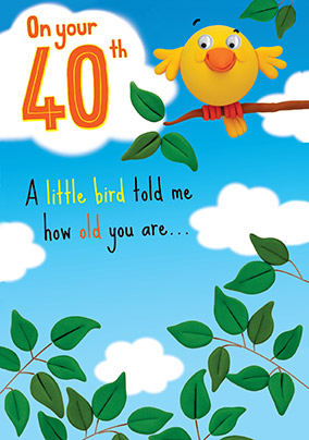 A Little Bird told me 40th Birthday Card