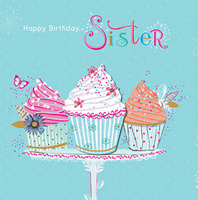Pretty Cupcakes Sister Birthday Card
