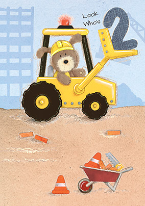 Digger 2nd Birthday Card - Lots of Woof