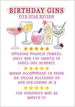 5 Star Birthday Gins Card